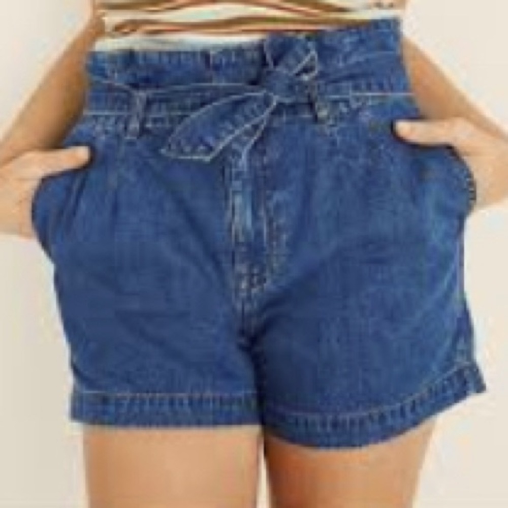 Light Jean Paper Bag Shorts